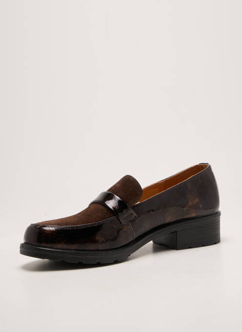 Mocassins tissage satiné talon plat jusqu'à 3cm marron INFINI femme