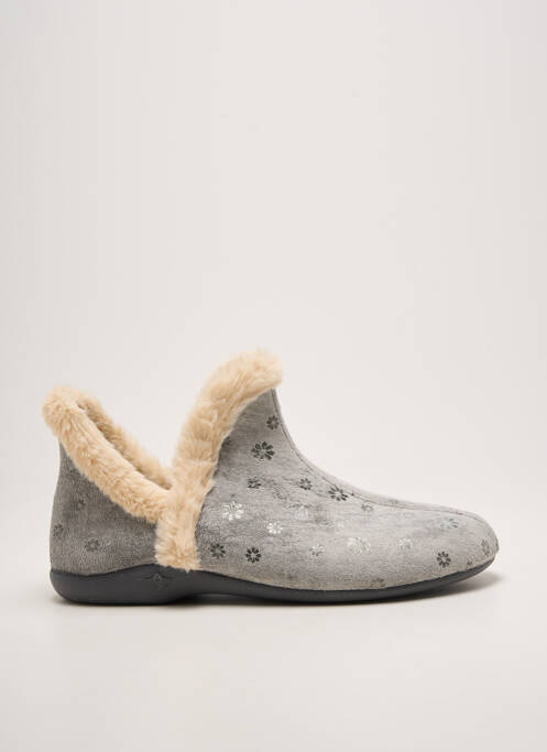 Chaussons/pantoufles tissage velours talon plat jusqu'à 3cm gris CHIC & RELAX femme
