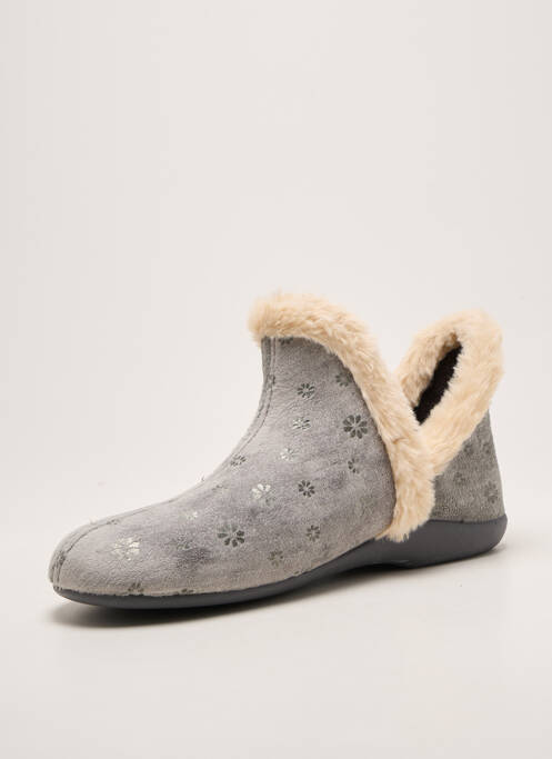 Chaussons/pantoufles tissage velours talon plat jusqu'à 3cm gris CHIC & RELAX femme