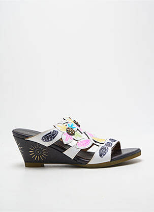 Mules/sabots bout ouvert talon de 7 à 9cm blanc LAURA VITA femme