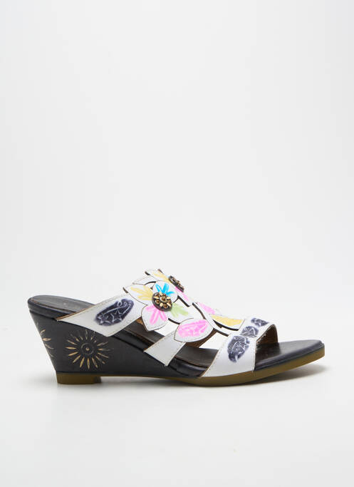 Mules/sabots bout ouvert talon de 7 à 9cm blanc LAURA VITA femme