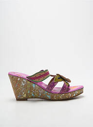 Mules/sabots bout ouvert talon de 7 à 9cm rose LAURA VITA femme