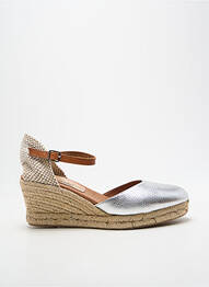 Espadrilles tissage satiné talon de 7 à 9cm argent CARMEN SAIZ femme