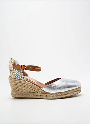 Espadrilles tissage satiné talon de 7 à 9cm argent CARMEN SAIZ femme