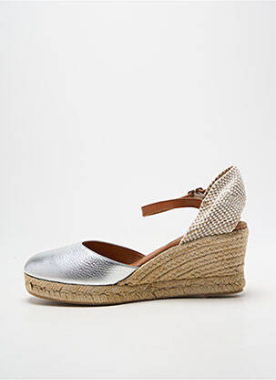 Espadrilles tissage satiné talon de 7 à 9cm argent CARMEN SAIZ femme