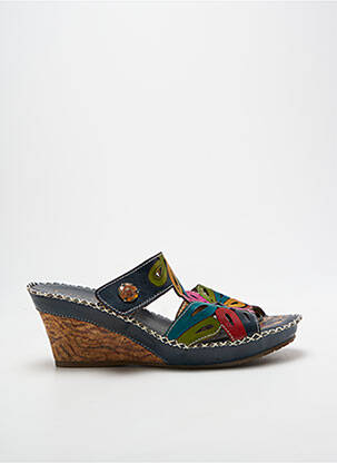 Mules/sabots talon compensé talon de 7 à 9cm bleu LAURA VITA femme