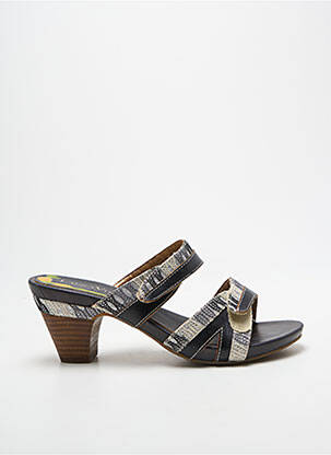 Mules/sabots tissage satiné talon de 7 à 9cm argent LAURA VITA femme