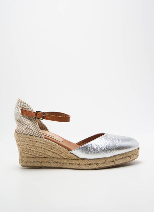 Espadrilles bout rond talon de 7 à 9cm argent CARMEN SAIZ femme
