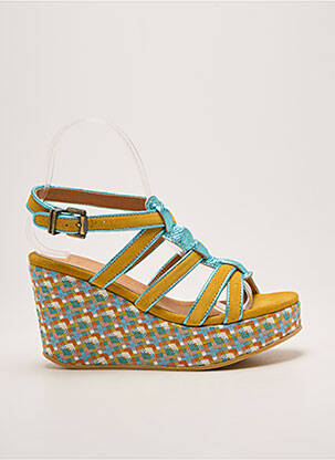 Sandales/nu pieds tissage satiné talon de 7 à 9cm jaune MINKA DESIGN femme