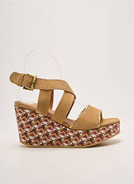 Sandales/nu pieds tissage satiné talon de 7 à 9cm beige MINKA DESIGN femme
