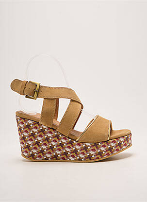 Sandales/nu pieds tissage satiné talon de 7 à 9cm beige MINKA DESIGN femme