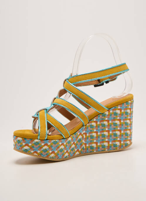 Sandales/nu pieds tissage satiné talon de 7 à 9cm jaune MINKA DESIGN femme