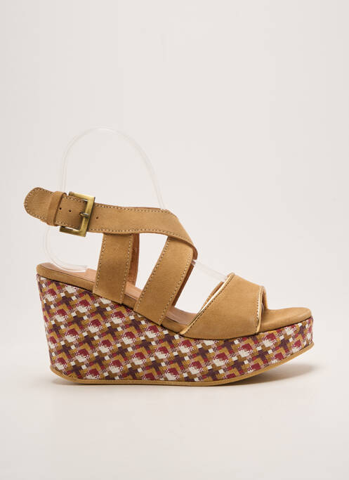 Sandales/nu pieds tissage satiné talon de 7 à 9cm beige MINKA DESIGN femme