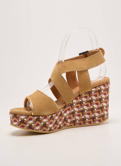 Sandales/nu pieds tissage satiné talon de 7 à 9cm beige MINKA DESIGN femme