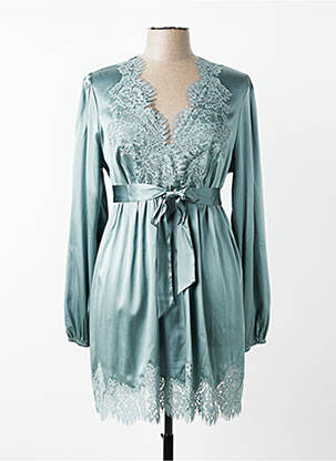 Déshabillé manches longues bleu MARJOLAINE femme