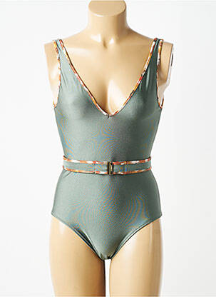 Maillot de bain 1 pièce effet matière satinée vert MARIE JO femme
