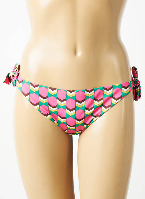 Bas de maillot de bain imprimé fantaisie culotte rose TESSY femme