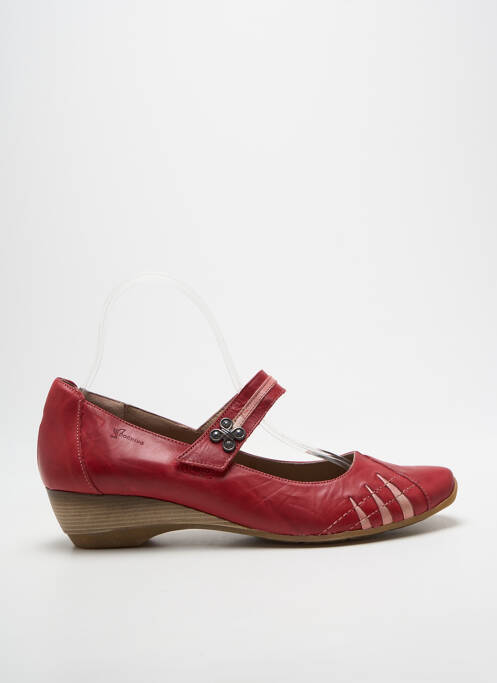 Ballerines fermeture scratch talon plat jusqu'à 3cm rouge DORKING femme