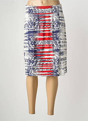 Jupe mi-longue coupe droite bleu SAINT CHARLES femme