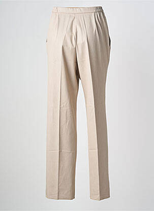 Pantalon droit fermeture zippée sous rabat boutonné taille normale beige KARTING femme