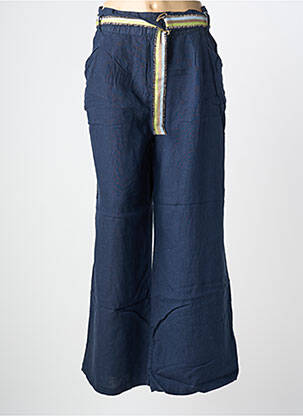 Pantalon large fermeture zippée sous rabat boutonné taille normale bleu 7 SEASONS femme