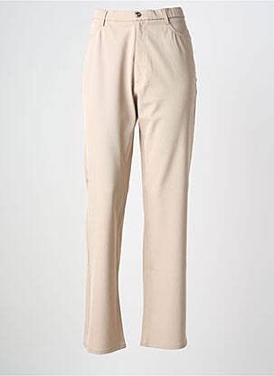 Pantalon slim taille élastique taille haute beige KARITRAA femme
