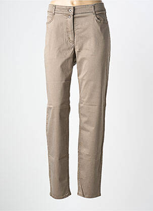Pantalon slim tissage popeline taille normale vert BIANCA femme