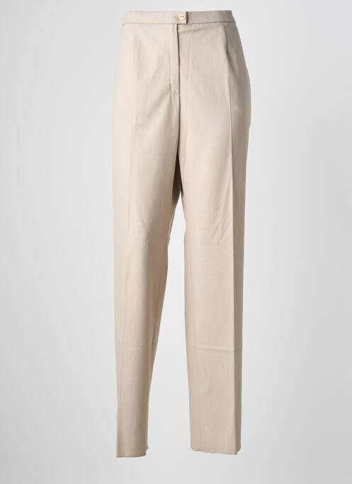 Pantalon droit fermeture zippée sous rabat boutonné taille normale beige KARTING femme