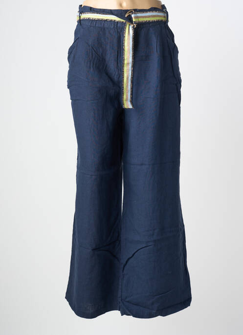 Pantalon large fermeture zippée sous rabat boutonné taille normale bleu 7 SEASONS femme