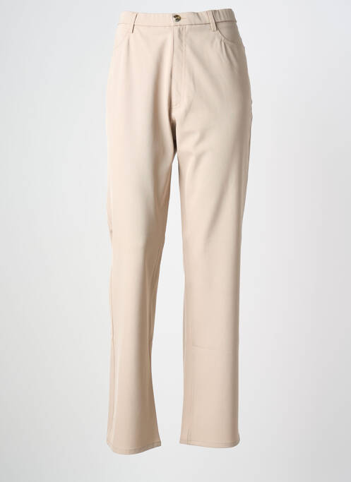 Pantalon slim taille élastique taille haute beige KARITRAA femme
