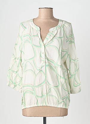 Blouse tissage popeline manches longues vert BIANCA femme