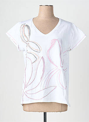 T-shirt col v manches courtes blanc SCORZZO femme