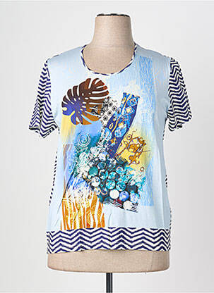 T-shirt imprimé fantaisie manches courtes bleu SAINT CHARLES femme