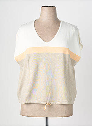 Top stretch manches courtes beige BIANCA femme