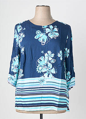Blouse tissage popeline manches longues bleu EUGEN KLEIN femme