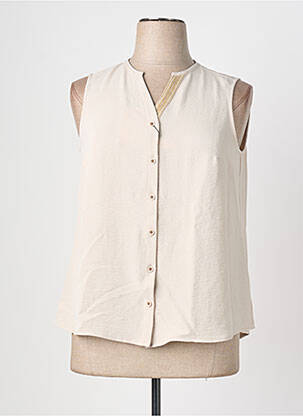 Chemisier coupe cintrée sans manche beige TINTA femme