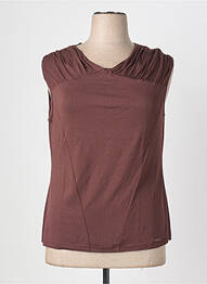 Top tissage jersey sans manche marron DIVAS femme