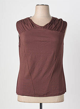 Top tissage jersey sans manche marron DIVAS femme
