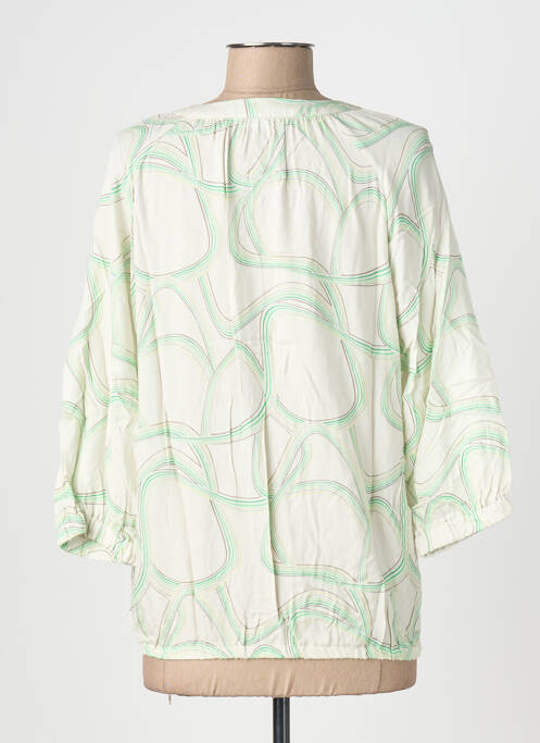 Blouse tissage popeline manches longues vert BIANCA femme
