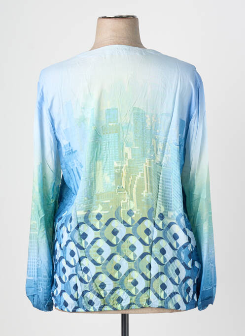 Blouse tissage popeline manches longues bleu BIANCA femme