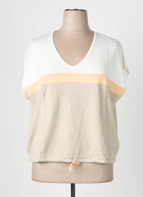 Top stretch manches courtes beige BIANCA femme