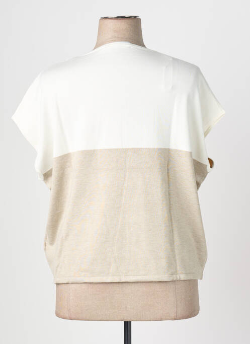 Top stretch manches courtes beige BIANCA femme