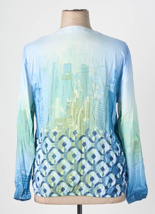 Blouse tissage popeline manches longues bleu BIANCA femme