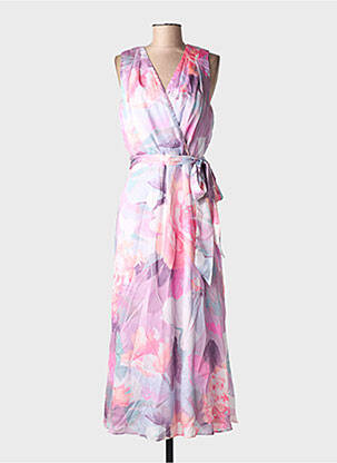 Robe longue imprimé fleurs sans manche violet FRANK LYMAN femme