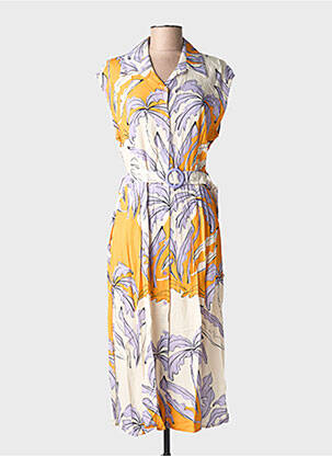 Robe mi-longue imprimé fleurs manches courtes violet SCORZZO femme