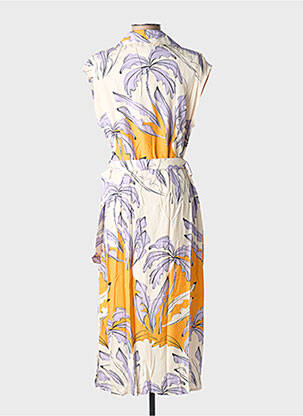 Robe mi-longue imprimé fleurs manches courtes violet SCORZZO femme