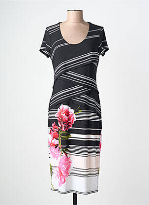 Robe mi-longue manches courtes manches courtes noir JOSEPH RIBKOFF femme