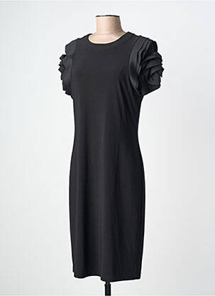 Robe mi-longue manches courtes manches courtes noir FRANK LYMAN femme
