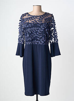 Robe mi-longue manches 3/4 manches 3/4 bleu FRANK LYMAN femme