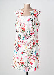 Robe mi-longue imprimé fleurs manches courtes blanc QUATTRO femme